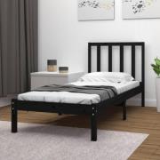 vidaXL Sängram svart massiv furu 100x200 cm enkelsäng