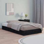 vidaXL Sängram massiv furu 75x190 cm svart