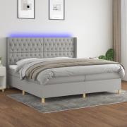 vidaXL Ramsäng med madrass & LED ljusgrå 200x200 cm tyg