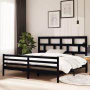 vidaXL Sängram svart massiv furu 200x200 cm