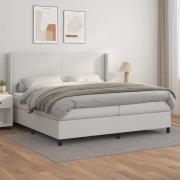 vidaXL Ramsäng med madrass vit 200x200 cm konstläder