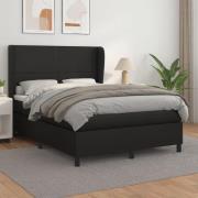 vidaXL Ramsäng med madrass svart 140x190 cm konstläder