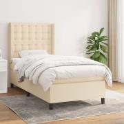 vidaXL Ramsäng med madrass gräddvit 90x190 cm tyg