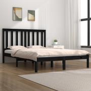 vidaXL Sängram svart massiv furu 140x190 cm