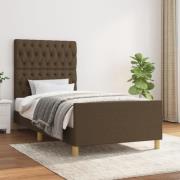 vidaXL Sängram utan madrass mörkbrun 90x200 cm tyg