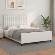 vidaXL Sängram med huvudgavel vit 140x190 cm konstläder