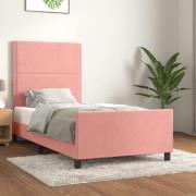 vidaXL Sängram med huvudgavel rosa 80x200 cm sammet