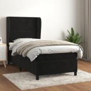 vidaXL Ramsäng med madrass svart 100x200 cm sammet