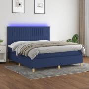 vidaXL Ramsäng med madrass & LED blå 180x200 cm tyg