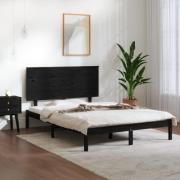 vidaXL Sängram svart massiv furu 140x190 cm