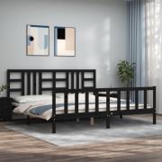 vidaXL Sängram med huvudgavel svart 200x200 cm massivt trä