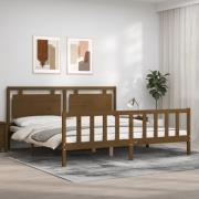 vidaXL Sängram med huvudgavel honungsbrun 200x200 cm massivt trä