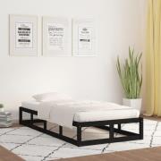vidaXL Sängram massiv furu 90x190 cm svart