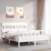vidaXL Sängram utan madrass vit 160x200 cm massiv furu