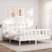 vidaXL Sängram utan madrass vit 160x200 cm massiv furu
