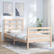 vidaXL Sängram med huvudgavel 90x200 cm massivt trä