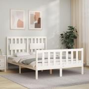 vidaXL Sängram utan madrass vit 140x190 cm massiv furu