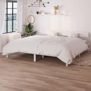 vidaXL Sängram vit massiv furu 200x200 cm