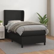 vidaXL Ramsäng med madrass svart 90x190 cm konstläder