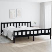 vidaXL Sängram svart massivt trä 200x200 cm