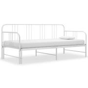 vidaXL Utdragbar sängram bäddsoffa vit metall 90x200 cm