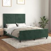 vidaXL Sängram utan madrass mörkgrön 140x190 cm sammet
