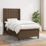 vidaXL Ramsäng med madrass mörkbrun 90x190 cm tyg