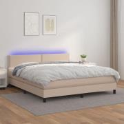 vidaXL Ramsäng med bäddmadrass & LED cappuccino 180x200 cm konstläder