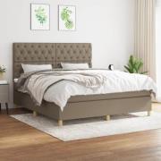 vidaXL Ramsäng med madrass taupe 160x200 cm tyg