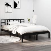 vidaXL Sängram svart massivt trä 200x200 cm