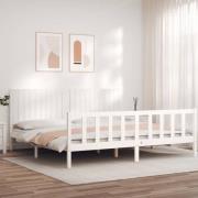 vidaXL Sängram utan madrass vit 200x200 cm massiv furu