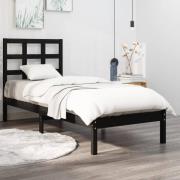 vidaXL Sängram svart massiv furu 75x190 cm