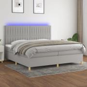 vidaXL Ramsäng med madrass & LED ljusgrå 200x200 cm tyg