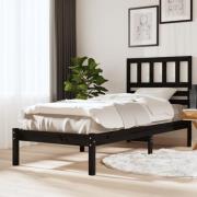 vidaXL Sängram 75x190 cm massiv furu svart