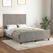 vidaXL Sängram utan madrass ljusgrå 140x200 cm sammet