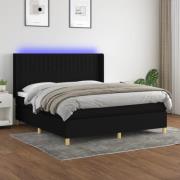 vidaXL Ramsäng med madrass & LED svart 180x200 cm tyg