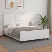vidaXL Sängram med huvudgavel vit 140x200 cm konstläder