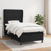 vidaXL Ramsäng med madrass svart 90x190 cm tyg