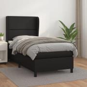 vidaXL Ramsäng med madrass svart 90x190 cm konstläder