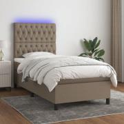 vidaXL Ramsäng med madrass & LED taupe 90x200 cm tyg
