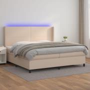 vidaXL Ramsäng med bäddmadrass & LED cappuccino 200x200 cm konstläder