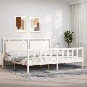 vidaXL Sängram utan madrass vit 200x200 cm massiv furu