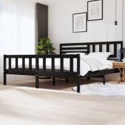 vidaXL Sängram svart massivt trä 200x200 cm