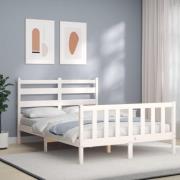 vidaXL Sängram utan madrass vit 140x200 cm massiv furu