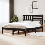 vidaXL Sängram 150x200 cm massiv furu svart