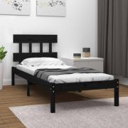 vidaXL Sängram svart massiv furu 75x190 cm