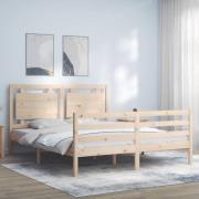 vidaXL Sängram med huvudgavel 160x200 cm massivt trä