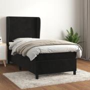 vidaXL Ramsäng med madrass svart 100x200 cm sammet