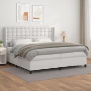 vidaXL Ramsäng med madrass vit 200x200 cm konstläder