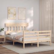 vidaXL Sängram med huvudgavel 140x190 cm massivt trä